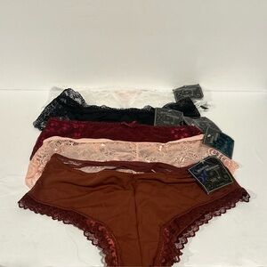 Lot Of 5 Cheeky Underwear-Wilshire Montana Intimates Size Medium-NWT-Lace, Solid